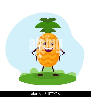 Drôle de personnage d'ananas.Illustration vectorielle de style dessin animé pour les enfants. Illustration de Vecteur