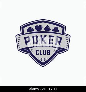 Club de poker.Vecteur et illustration.Modèle de logo vintage de l'écusson de poker. Illustration de Vecteur
