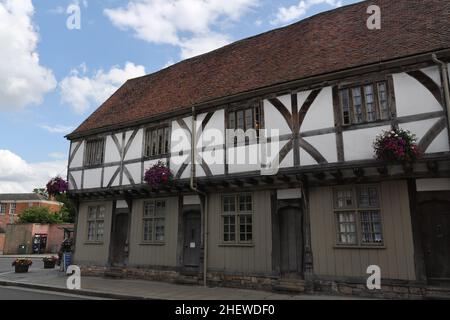 Centre-ville historique de Tewkesbury dans le Gloucestershire en Angleterre, classé Grade I Abbey Lawn cottages Banque D'Images