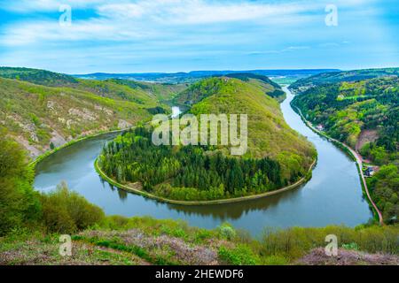 Boucle de la sarre à Mettlach. Un célèbre point de vue. Banque D'Images