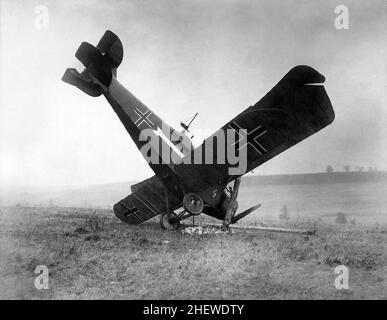 Un CL.IIIa allemand abattu dans la forêt d'Argonne par des mitrailleuses américaines entre Montfaucon et Cierges, France. Banque D'Images