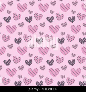 Motif avec coeurs et cercles rayés.Pour le jour de la Saint-Valentin, les anniversaires, les cadeaux. Illustration de Vecteur