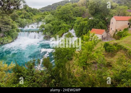 Cascade Skradinski Buk dans le parc national de Krka, Croatie Banque D'Images