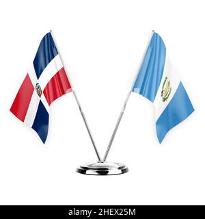 Deux drapeaux de table isolés sur fond blanc 3D illustration, république dominicaine et guatemala Banque D'Images