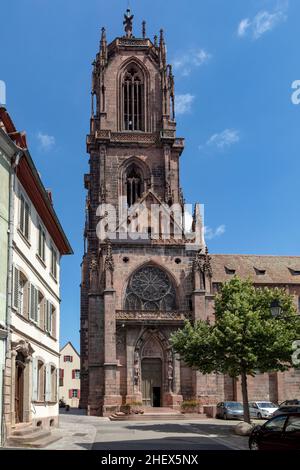 Église Sankt Georges à Selestat, une grande église gothique de la région Alsace.L'église date du 12th siècle. Banque D'Images