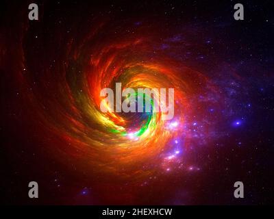 Arrière-plan de l'espace multicolore - galaxie spirale lumineuse - illustration abstraite Banque D'Images