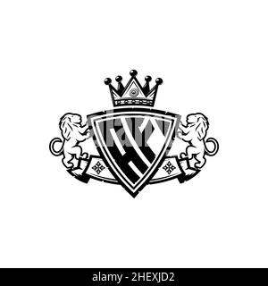 Lettre du logo Monogram AF avec motif de couronne de bouclier simple.Monogramme de luxe, logo de luxe lion, Illustration de Vecteur