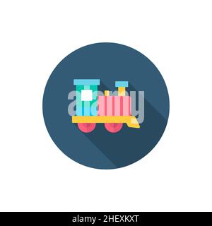 Train Toy Icon , Vector plate long Shadow design.Concept de jouets pour enfants. Illustration de Vecteur