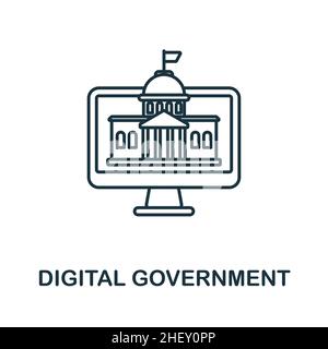 Icône Digital Government.Elément linéaire de la collection de transformation numérique.Signe d'icône de gouvernement numérique linéaire pour la conception Web, infographiques et Illustration de Vecteur