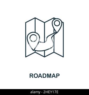 Icône Roadmap.Elément linéaire de la collection de transformation numérique.Signe d'icône de feuille de route linéaire pour la conception Web, les infographies et plus encore. Illustration de Vecteur