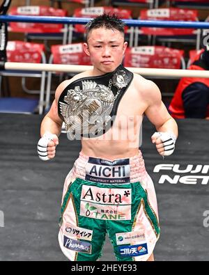 Tokyo, Japon.11/01/2021, Kai Ishizawa remporte le titre de poids minimal japonais vacant à la salle Korakuen le 11 janvier 2022 à Tokyo, au Japon.Crédit: Hiroaki Finito Yamaguchi/AFLO/Alamy Live News Banque D'Images