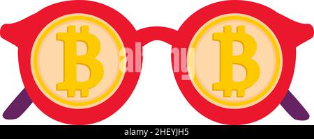 Bitcoin.Lunettes tendance avec un symbole Bitcoin précieux.Crypto-monnaie. Illustration de Vecteur