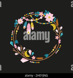 Cadre boho plat illustration vectorielle. Illustration de Vecteur