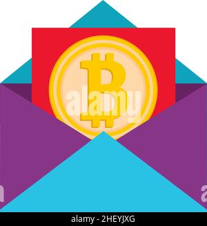 Bitcoin et l'enveloppe.Bitcoin dans le courrier.Une enveloppe à crypto-monnaie. Illustration de Vecteur