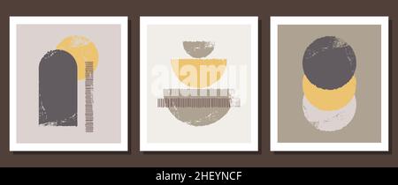 Collection moderne abstraite de modèles d'affiche de style boho. Illustration de Vecteur