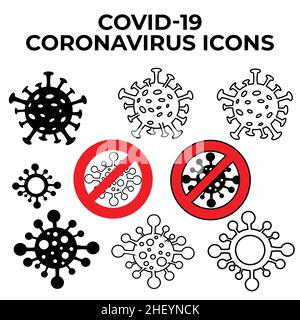 Ensemble d'icônes Covid-19.Collection d'icônes de virus Corona.Vecteur et illustration. Illustration de Vecteur