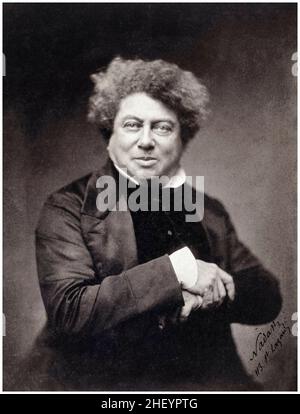 Alexandre Dumas père (1802-1870), écrivain français, auteur, romancier, photographie de portrait de Felix Nadar, 1855 Banque D'Images