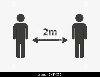 Deux mètres de distance entre les personnes vecteur signe Illustration de Vecteur