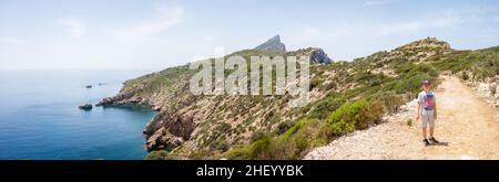 Far de Tramuntana Trail, Ile Dragonera, Majorque, Espagne Banque D'Images