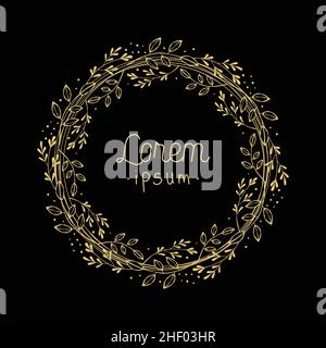 Cadre fleuri rond dessiné à la main.Motif dessiné à la main avec couronne à fleurs.Vecteur et illustration. Illustration de Vecteur