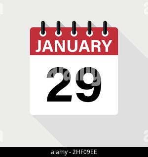 Icône du calendrier de janvier avec ombre.Style plat.Date, jour et mois. Illustration de Vecteur