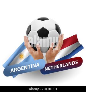 Match de football, équipes nationales argentine contre pays-bas Banque D'Images