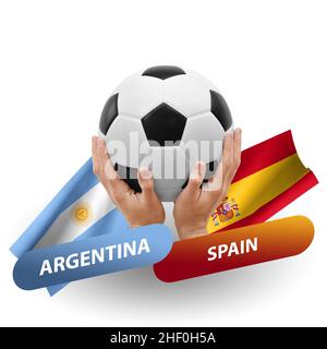Match de football, équipes nationales argentine contre espagne Banque D'Images