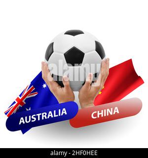 Match de football, équipes nationales australie contre chine Banque D'Images