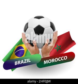 Match de football, équipes nationales brésil contre maroc Banque D'Images