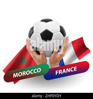 Match de football, équipes nationales maroc contre france Banque D'Images