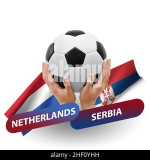 Match de football, équipes nationales pays-bas contre serbie Banque D'Images