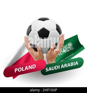 Match de football, équipes nationales pologne contre arabie saoudite Banque D'Images