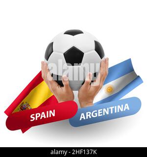 Match de football, équipes nationales espagne contre argentine Banque D'Images