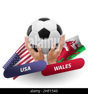 Match de football, équipes nationales usa vs pays de galles Banque D'Images