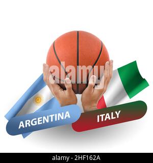 Match de basket-ball, équipes nationales argentine contre italie Banque D'Images