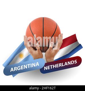 Match de basket-ball, équipes nationales argentine contre pays-bas Banque D'Images