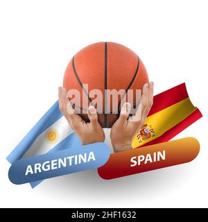 Match de basket-ball, équipes nationales argentine contre espagne Banque D'Images