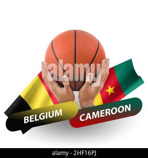 Match de basket-ball, équipes nationales belgique contre cameroun Banque D'Images