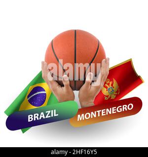 Match de basket-ball, équipes nationales brésil contre monténégro Banque D'Images