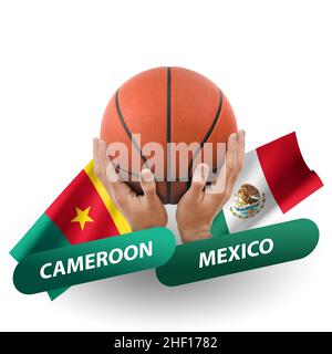 Match de basket-ball, équipes nationales cameroun contre mexique Banque D'Images