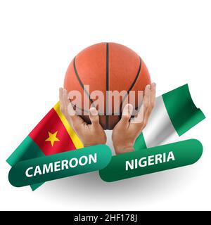 Match de basket-ball, équipes nationales cameroun contre nigeria Banque D'Images