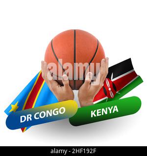 Match de basket-ball, équipes nationales rd congo contre kenya Banque D'Images