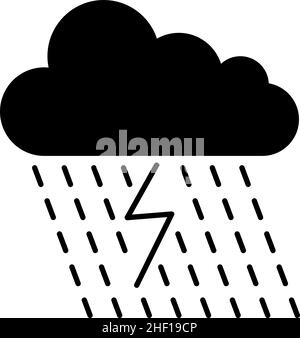 Nuage avec vecteur d'icône de pluie et de tonnerre Glyph Illustration de Vecteur