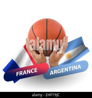 Match de basket-ball, équipes nationales france contre argentine Banque D'Images