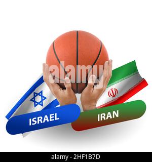 Match de basket-ball, équipes nationales israël contre l'iran Banque D'Images