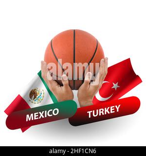 Match de basket-ball, équipes nationales mexique contre turquie Banque D'Images