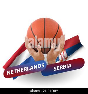 Match de basket-ball, équipes nationales pays-bas contre serbie Banque D'Images
