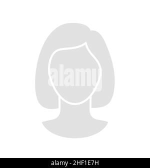 simple générique gris clair humain femme tête contour silhouette espace réservé avatar portrait vide vecteur isolé sur fond blanc Illustration de Vecteur