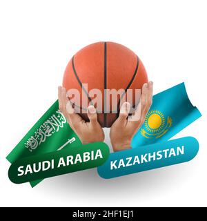 Match de basket-ball, équipes nationales arabie saoudite contre kazakhstan Banque D'Images