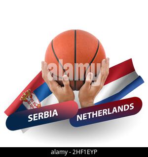 Match de basket-ball, équipes nationales serbie contre pays-bas Banque D'Images